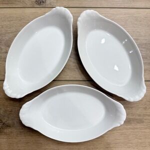 Pillivuyt France White Porcelain Oval Au Gratin Dishes Set of 3 Vintage 8oz 2784